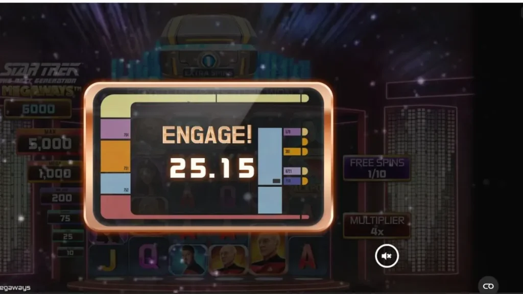 Tampilan antarmuka slot Star Trek: The Next Generation Megaways dengan tema luar angkasa
