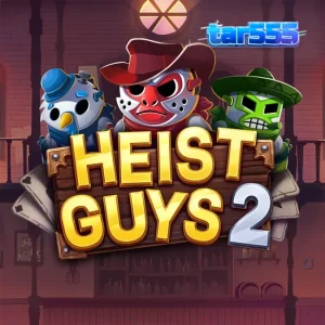 Tampilan visual slot Heist Guys 2 dengan latar belakang bertema perampokan Barat