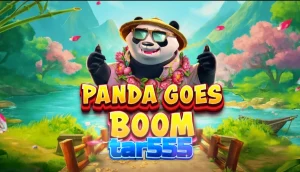 Panda Goes Boom slot game screen featuring the panda character and vibrant Asian-themed symbols.